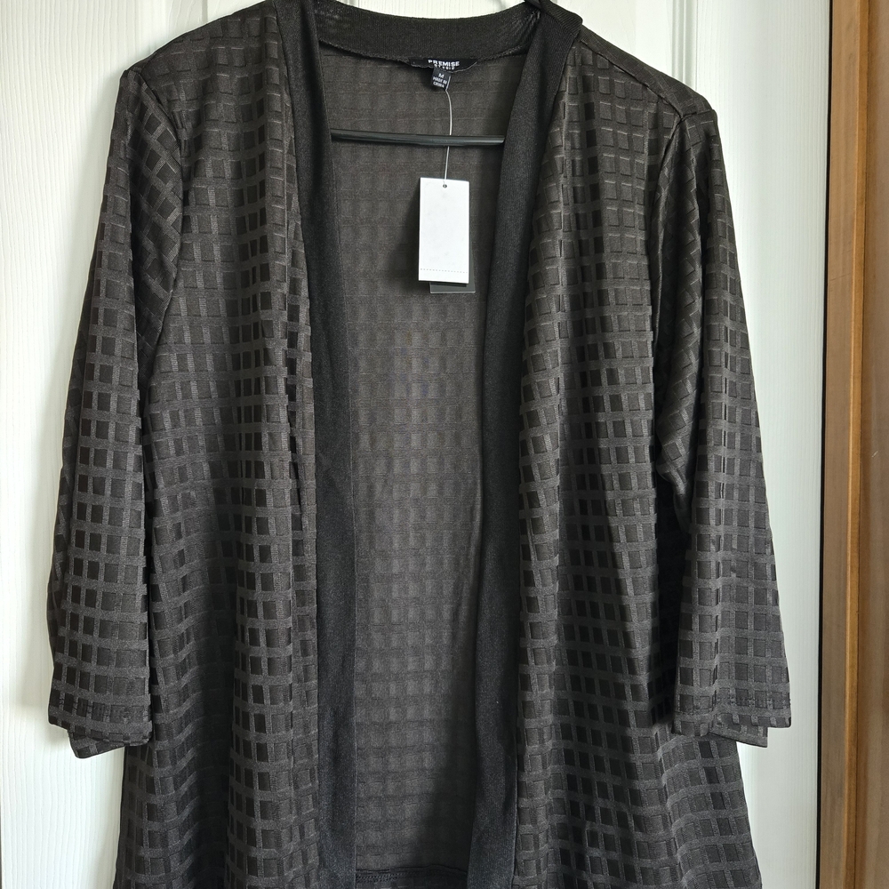 Premise Black Grid-Textured A-Line Skirt